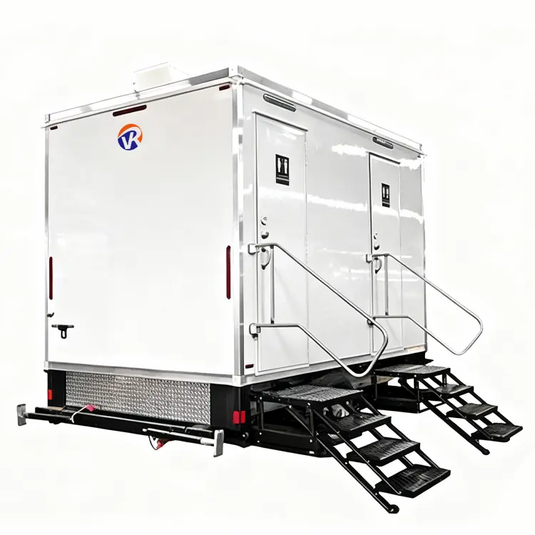 2 Stall Luxury Modern Fiberglass Portable Toilet Trailer for Outdoor Use