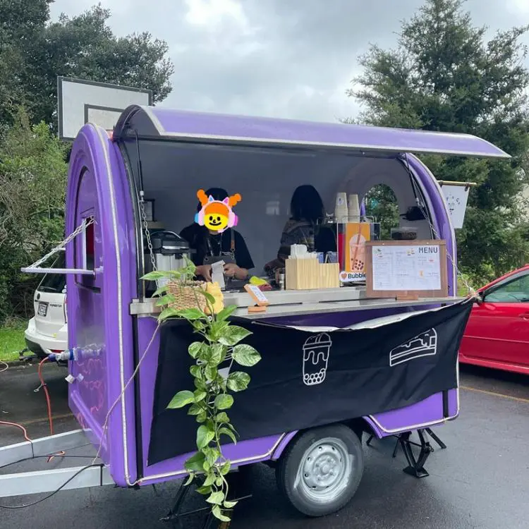 Mobile Kitchen Food Truck Fast Food Mobile Kitchen Carts for Sale Mini Round Stainless Steel Trailer Cart