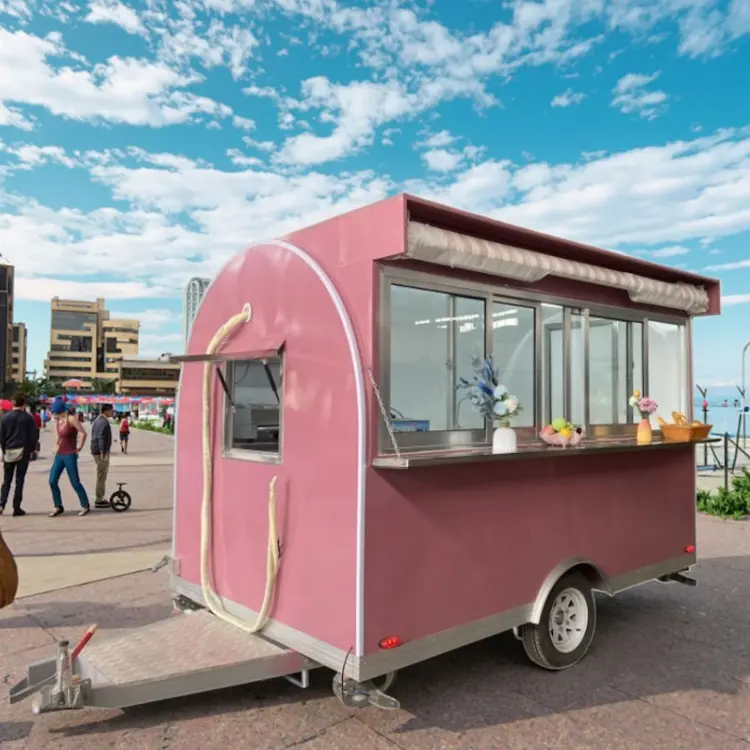 Mobile Catering Juice Beer Bar Food Trailer Fully Equipped Round Coffee Churros Ice Cream Burger Pizza BBQ Fast Food Truck